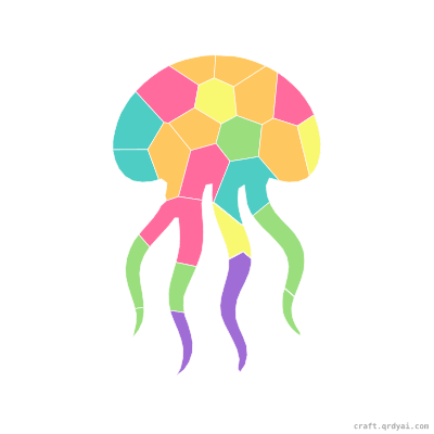 Moon Jelly mosaic sticker template — finished art preview