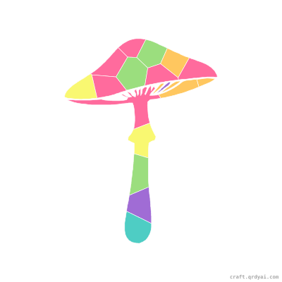 Mushroom mosaic sticker template — finished art preview