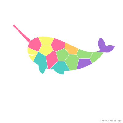 Narwhal mosaic sticker template — finished art preview