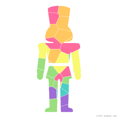 Nutcracker mosaic sticker template — finished art preview