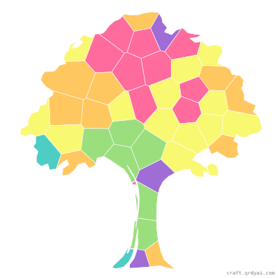 Oak Tree mosaic sticker template — finished art preview