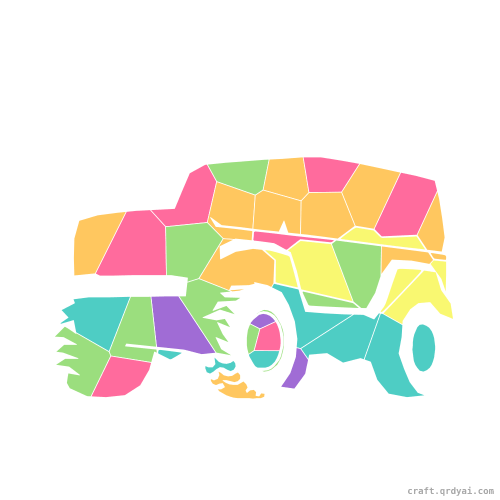 Off-Road Jeep mosaic sticker template — finished art