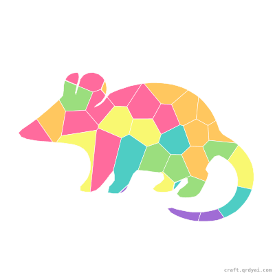 Opossum mosaic sticker template — finished art preview