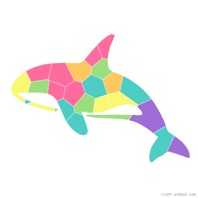 Orca mosaic sticker template — finished art preview