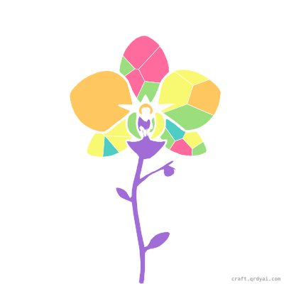 Orchid mosaic sticker template — finished art preview