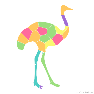 Ostrich mosaic sticker template — finished art preview