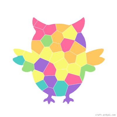Owl mosaic sticker template — finished art preview