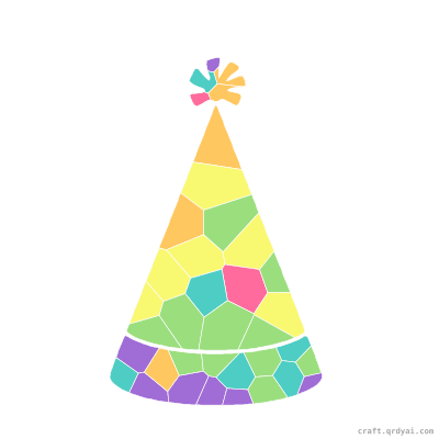 Party Hat mosaic sticker template — finished art preview