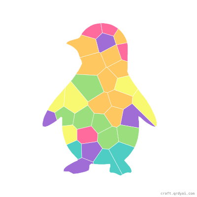 Penguin mosaic sticker template — finished art preview