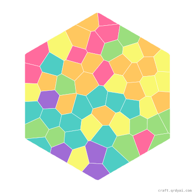 Pentagon mosaic sticker template — finished art preview