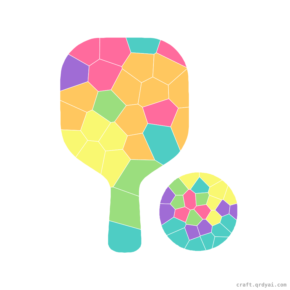 Pickleball Paddle mosaic sticker template — finished art
