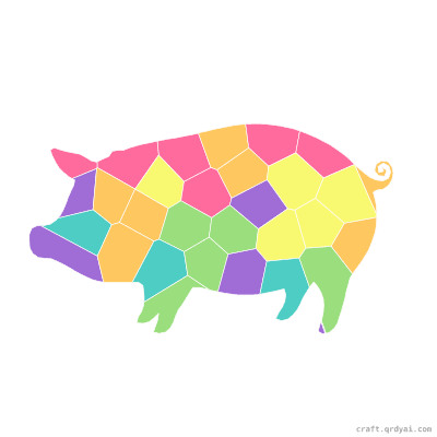 Pig mosaic sticker template — finished art preview