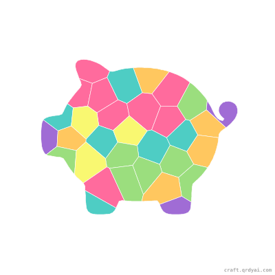 Piggy Bank mosaic sticker template — finished art preview