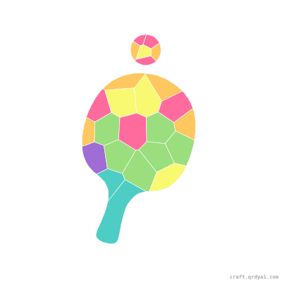 Ping Pong Paddle mosaic sticker template — finished art preview