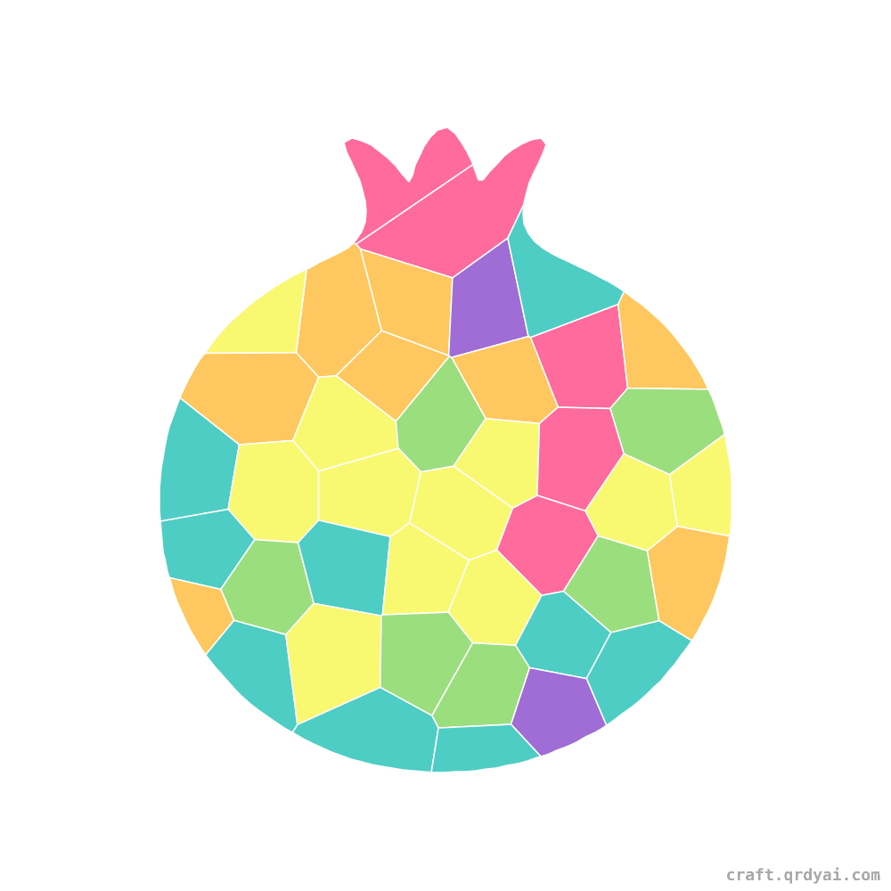Pomegranate mosaic sticker template — finished art