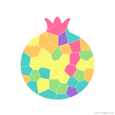 Pomegranate mosaic sticker template — finished art preview