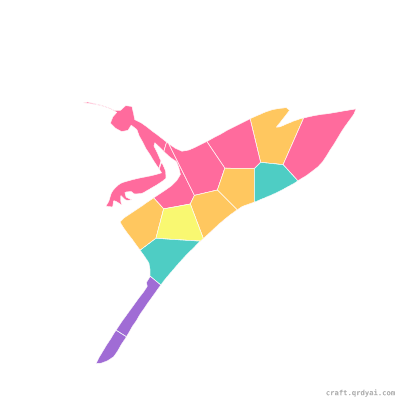 Praying Mantis mosaic sticker template — finished art preview