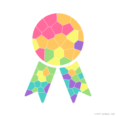 Prize Ribbon mosaic sticker template — finished art preview