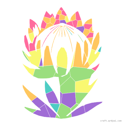 Protea mosaic sticker template — finished art preview