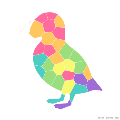 Puffin mosaic sticker template — finished art preview