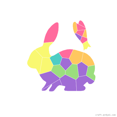 Rabbit mosaic sticker template — finished art preview