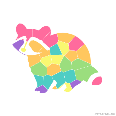 Raccoon mosaic sticker template — finished art preview