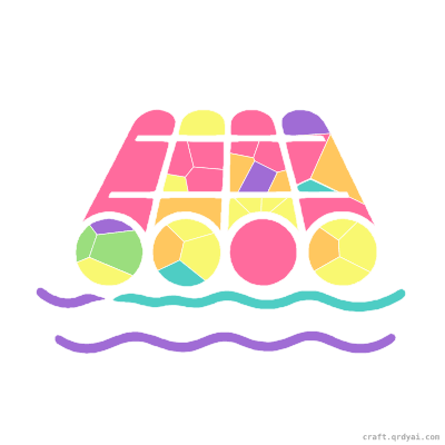 Raft mosaic sticker template — finished art preview