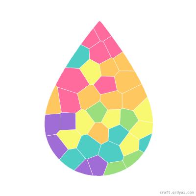 Raindrop mosaic sticker template — finished art preview