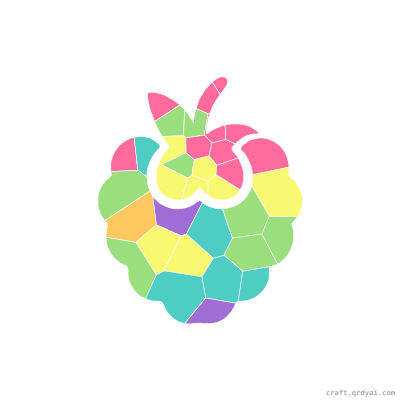 Raspberry mosaic sticker template — finished art preview