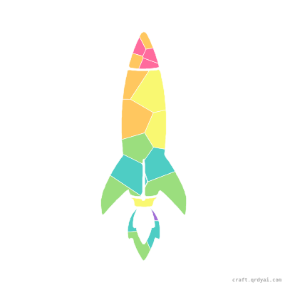Rocket Ship mosaic sticker template — finished art preview
