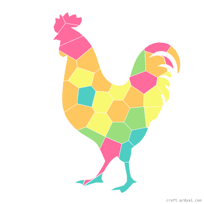 Rooster mosaic sticker template — finished art preview
