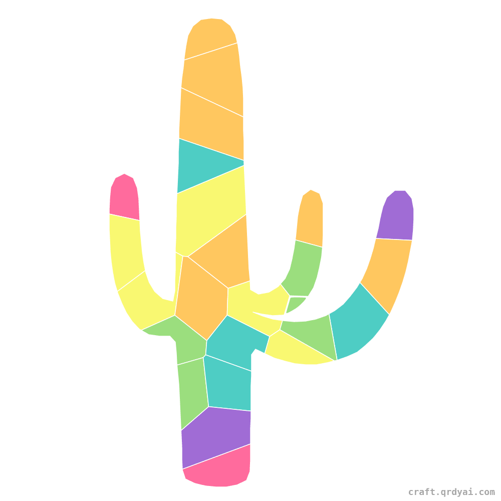 Saguaro Cactus mosaic sticker template — finished art
