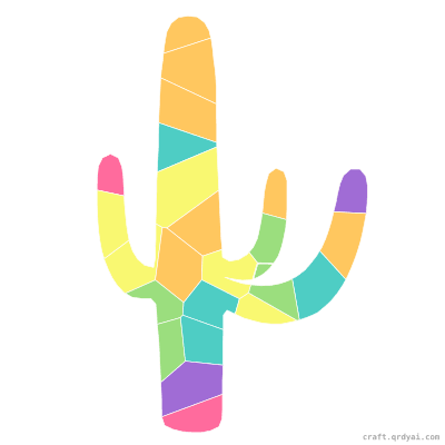 Saguaro Cactus mosaic sticker template — finished art preview