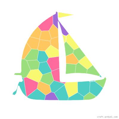 Sailboat mosaic sticker template — finished art preview