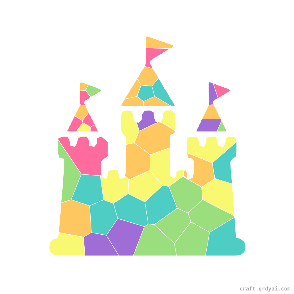 Sandcastle mosaic sticker template — finished art