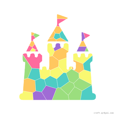 Sandcastle mosaic sticker template — finished art preview