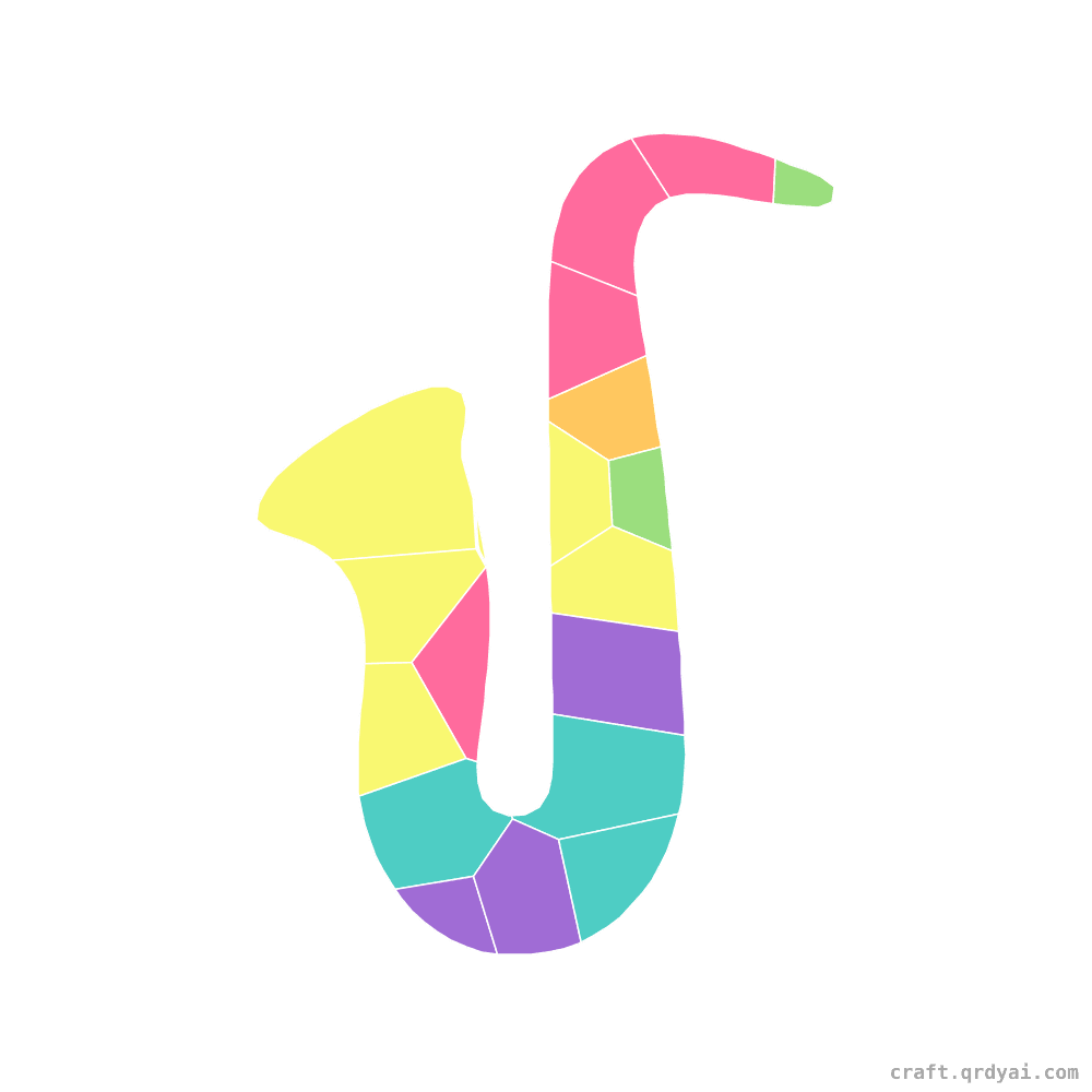 Saxophone mosaic sticker template — finished art