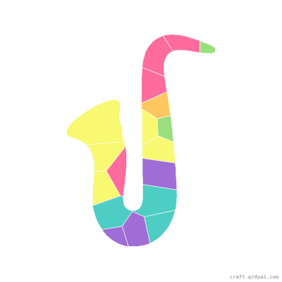 Saxophone mosaic sticker template — finished art preview