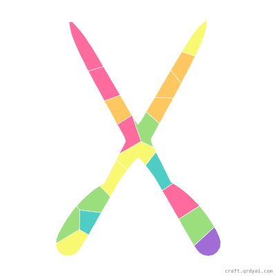 Scissors mosaic sticker template — finished art preview