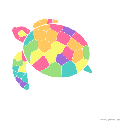 Sea Turtle mosaic sticker template — finished art preview