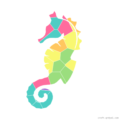 Seahorse mosaic sticker template — finished art preview
