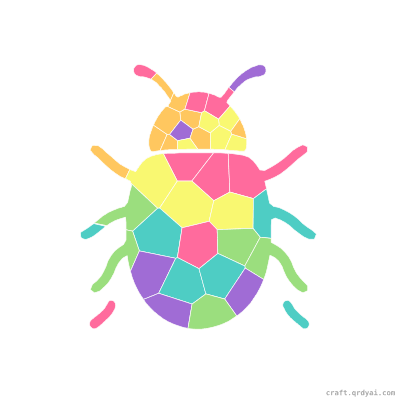 Shiny Beetle mosaic sticker template — finished art preview