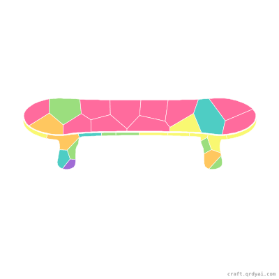 Skateboard mosaic sticker template — finished art preview
