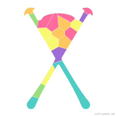 Ski Poles mosaic sticker template — finished art preview