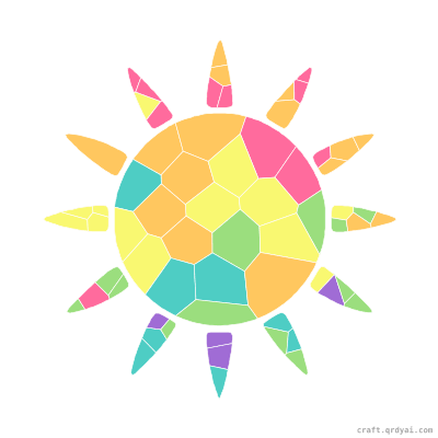 Smiling Sun mosaic sticker template — finished art preview