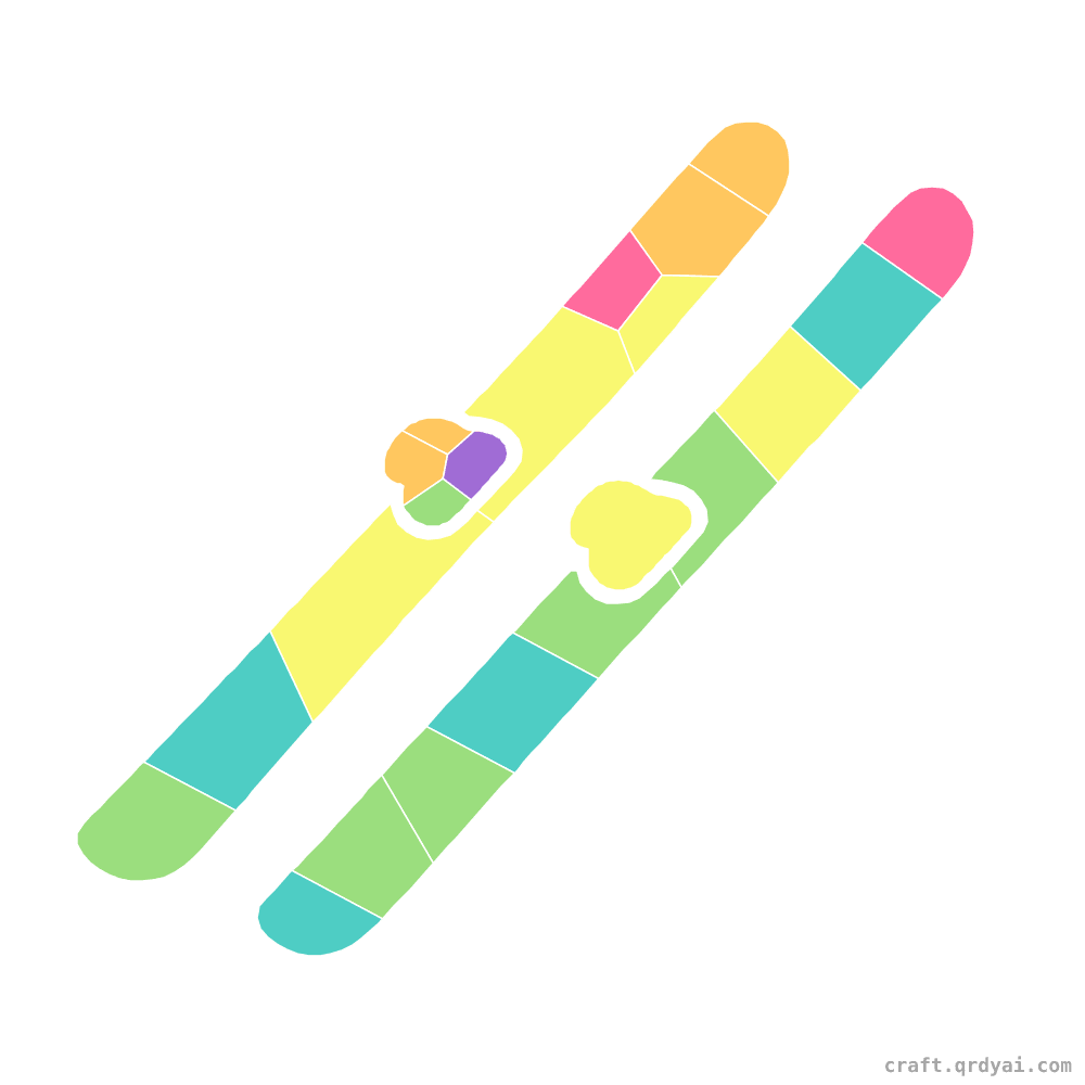 Snow Skis mosaic sticker template — finished art