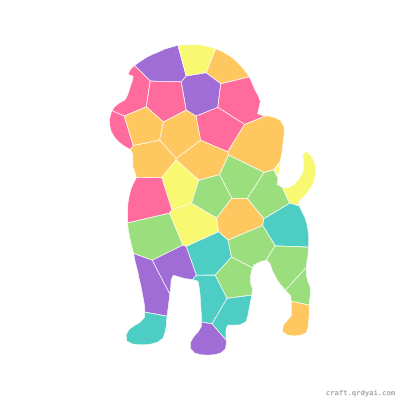Space Dog mosaic sticker template — finished art preview