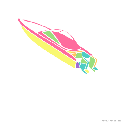 Speedboat mosaic sticker template — finished art preview