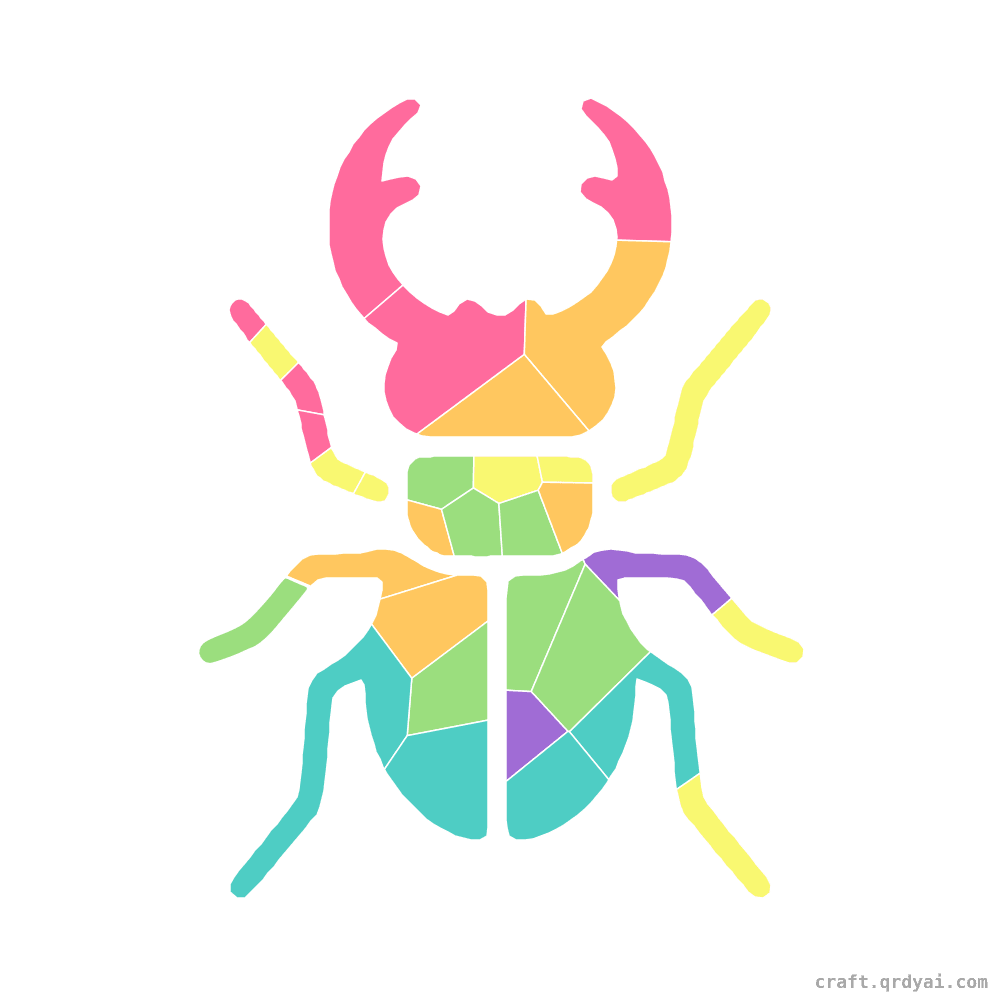 Stag Beetle mosaic sticker template — finished art