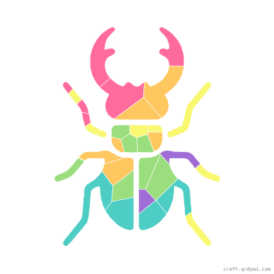 Stag Beetle mosaic sticker template — finished art preview